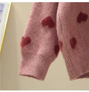 Pink Heart Winter Knitted Sweater