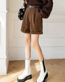 Textured High-Rise Casual Shorts