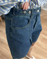 Relaxed Wide Leg High Rise Jean Shorts