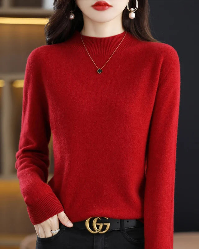 Merino Wool Mock Neck Sweater