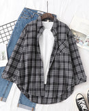 Plaid Lapel Single-Breasted Loose Shirt