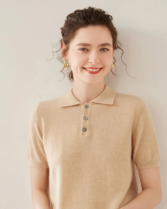 Women's Short Sleeve Polo Sweater