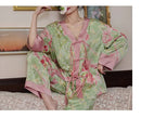 Chinese Style Button Satin Shirt & Trousers Pajama Set