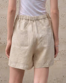 High-Waisted Casual Linen Shorts