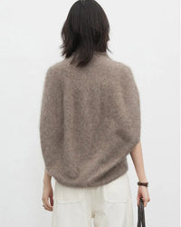 Wool Cashmere Turtleneck Sleeveless Loose Knit Sweater