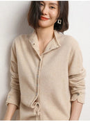 Cashmere Knitted Causal Stand-up Collar Cardigan