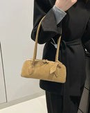 Faux Suede Bowling Shoulder Bag