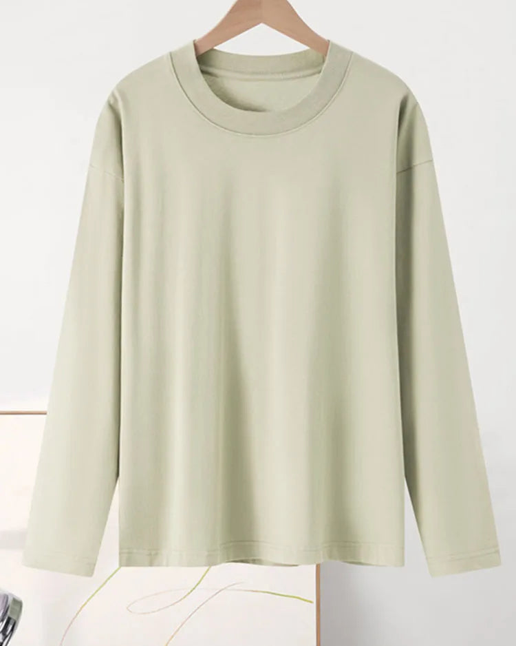 Relaxed Cotton Long Sleeve Essential Tee
