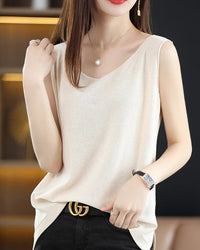 Side-Slit Sleeveless Knit Vest