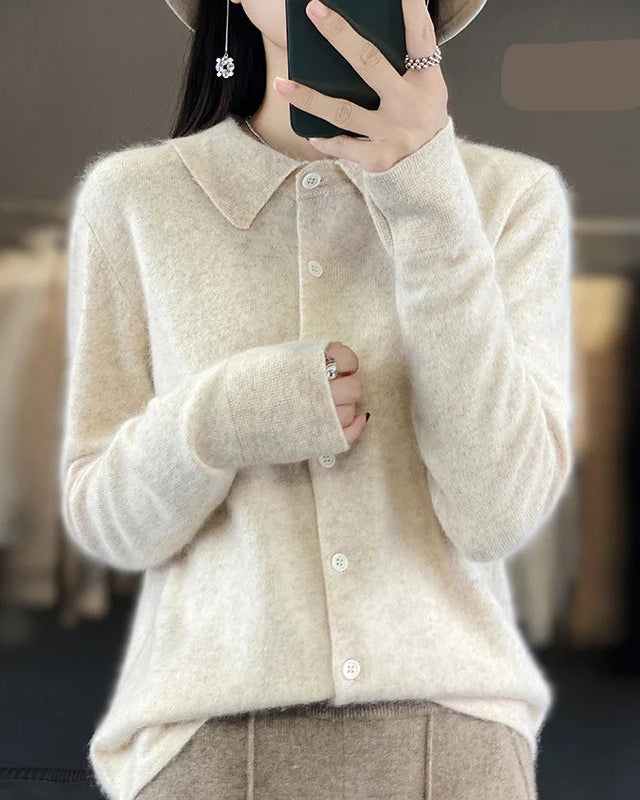 Mink Cashmere Polo Cardigan