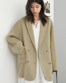 Wool-Blend Double-Breasted Midi Overcoat