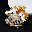 Crystal Bell Christmas Brooches