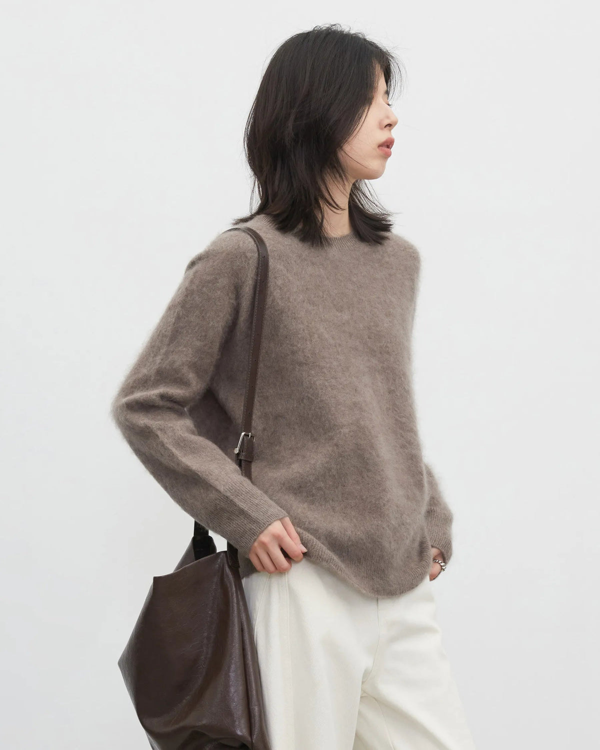 Oversized Wool Cashmere Crew Sweater