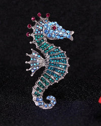 Diamond-Set Seahorse Brooch