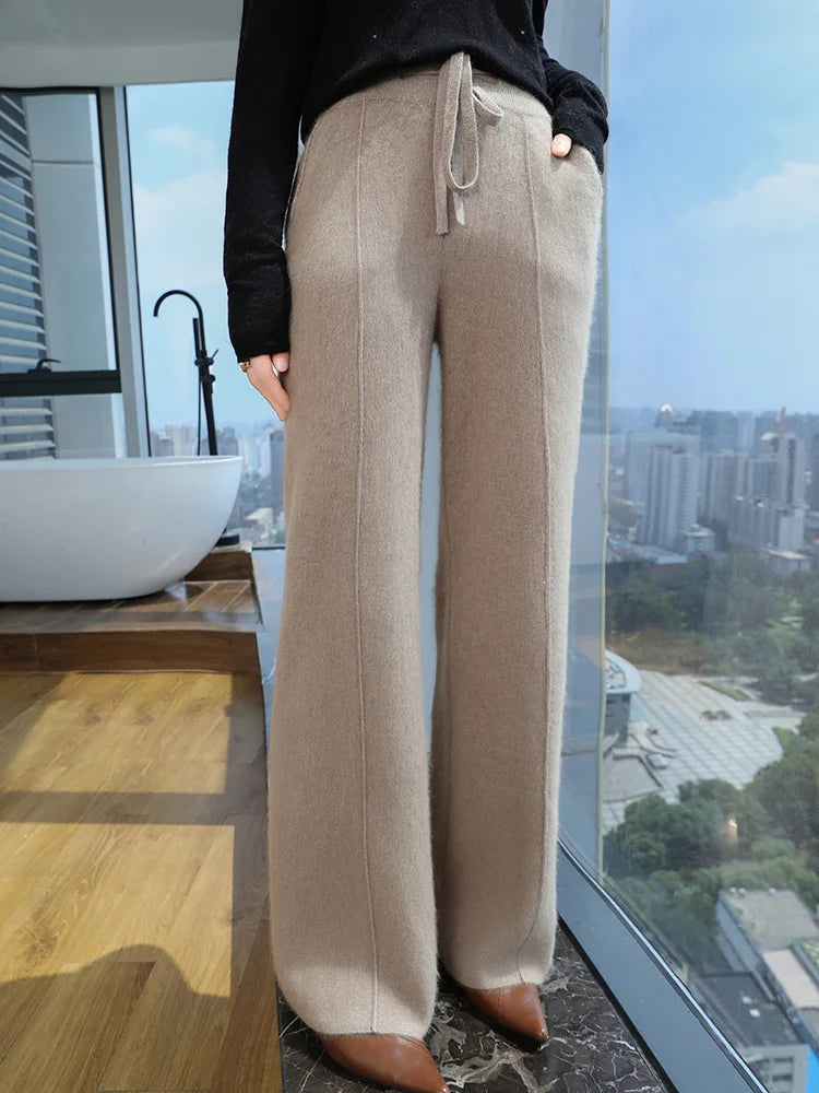 Cashmere Knit Wide Leg Pants