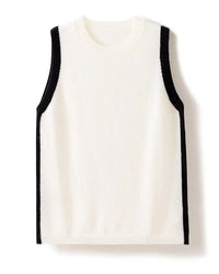 Cashmere Side-Patchwork Sleeveless Knit Vest