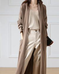 Wool Longline Open-Front Cardigan