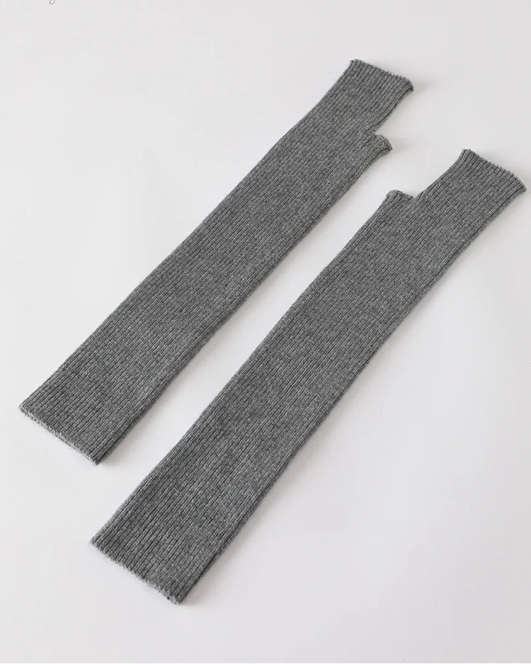 Wool Blend Knit Long Arm Warmers