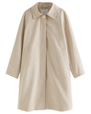 Solid Lapel A-Line Mid-Length Trench Coat