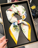 Floral Print Satin Square Scarf