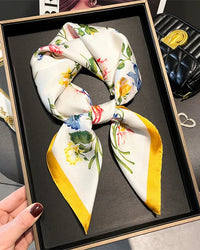 Floral Print Satin Square Scarf