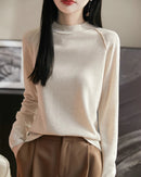 Loose-Fit Crew Neck Long-Sleeve Knitted Pullover