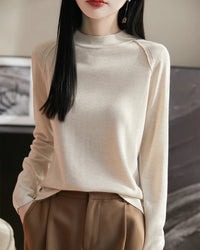 Loose-Fit Crew Neck Long-Sleeve Knitted Pullover