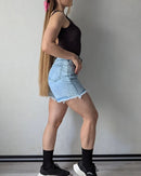 High-Waist Loose Denim Shorts
