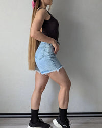 High-Waist Loose Denim Shorts