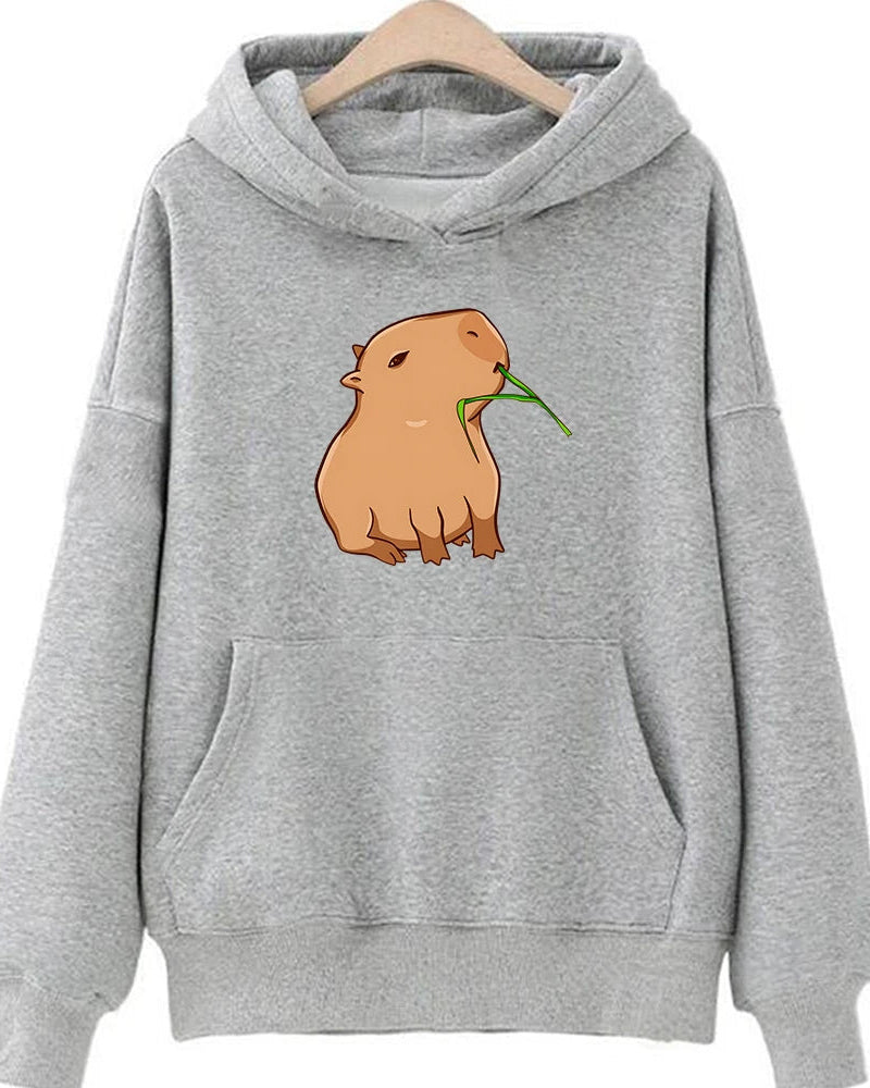 Funny Capybara Print Hoodies