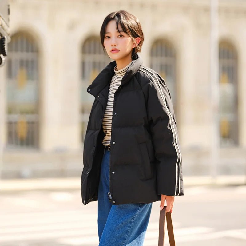 Stand-Up Collar Raglan Sleeve Windproof Down Jacket