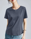 Knitted Mercerized Cotton Crew-Neck T-Shirt