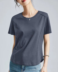 Knitted Mercerized Cotton Crew-Neck T-Shirt