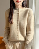Mock Neck Merino Wool Cardigan