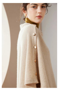 Solid 100% Cashmere Poncho Scarf