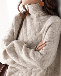 Slouchy Turtleneck Wool Sweater
