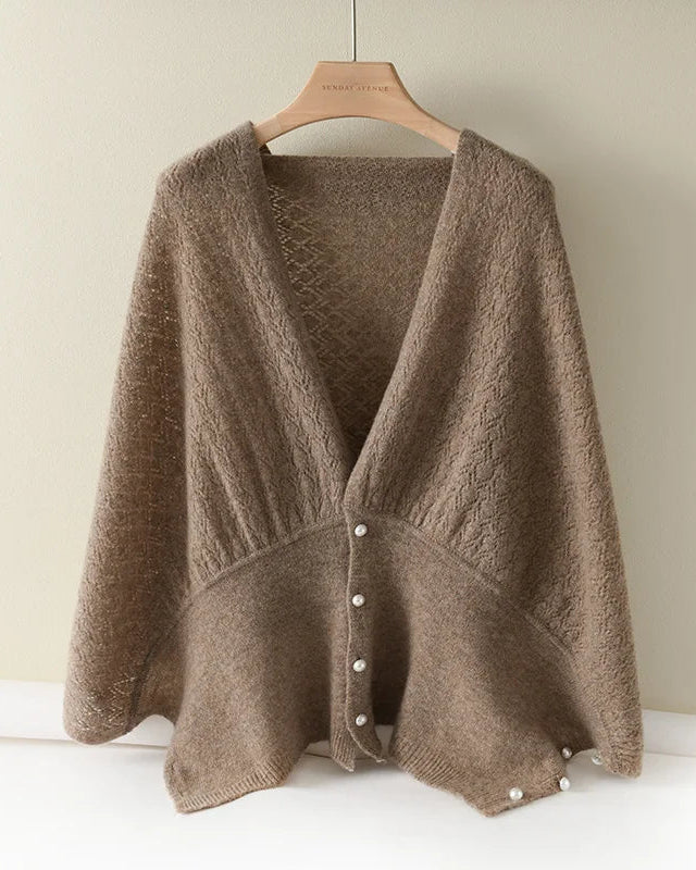 Merino Wool Solid Hollow Knit Shawl Scarf Wrap