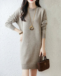 Longline Merino Wool Crewneck Sweater