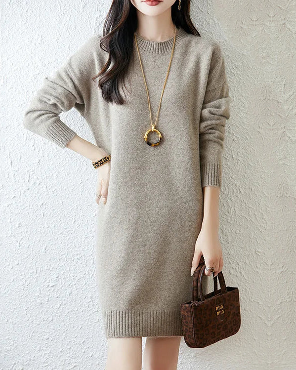Longline Merino Wool Crewneck Sweater