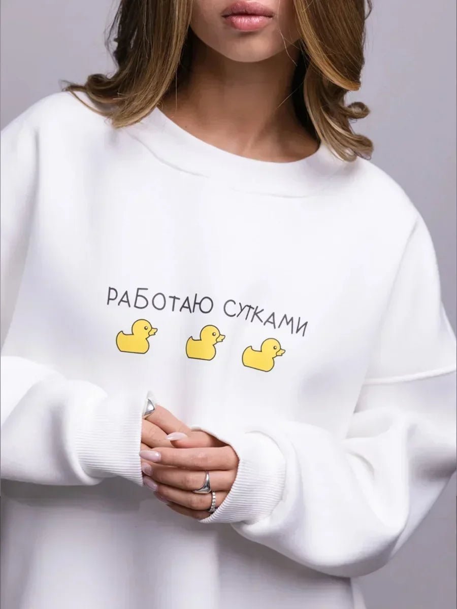 Oversized Ducks Printed Sweatshirt