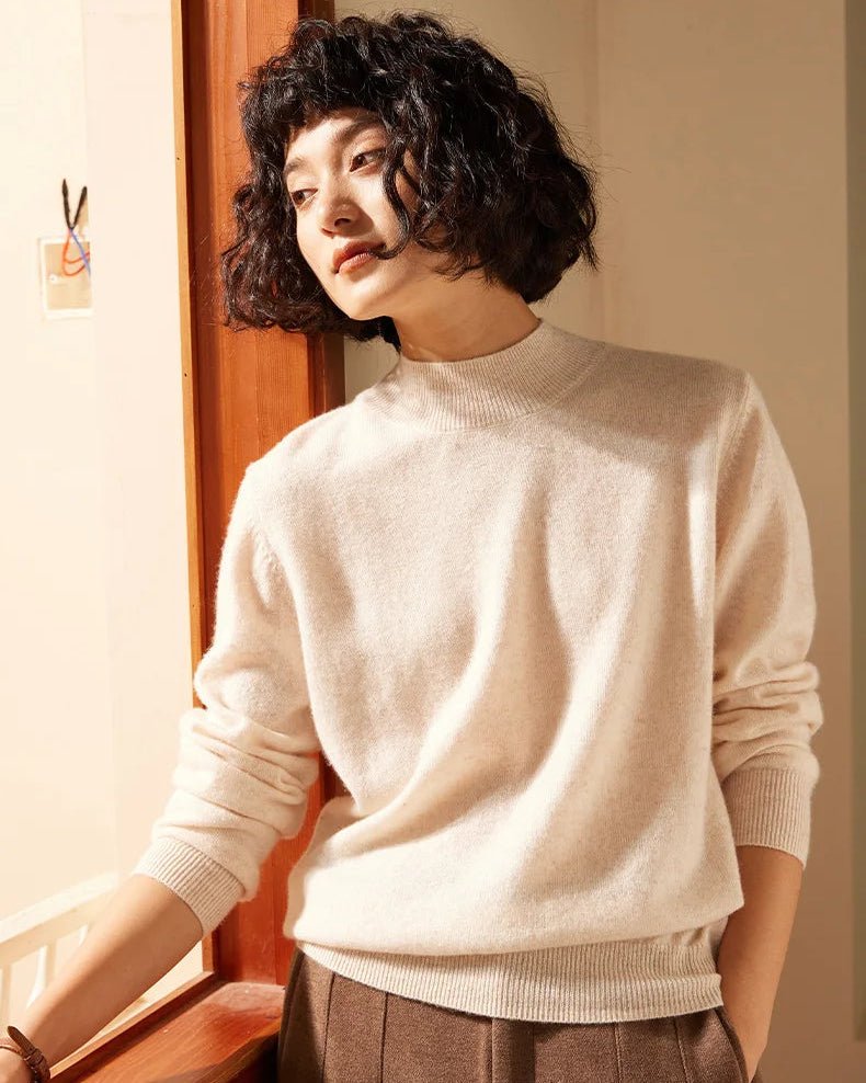 Cashmere Mock Neck Knitted Sweater