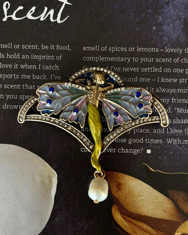 Vintage Butterfly-Fairy Tassel Brooch
