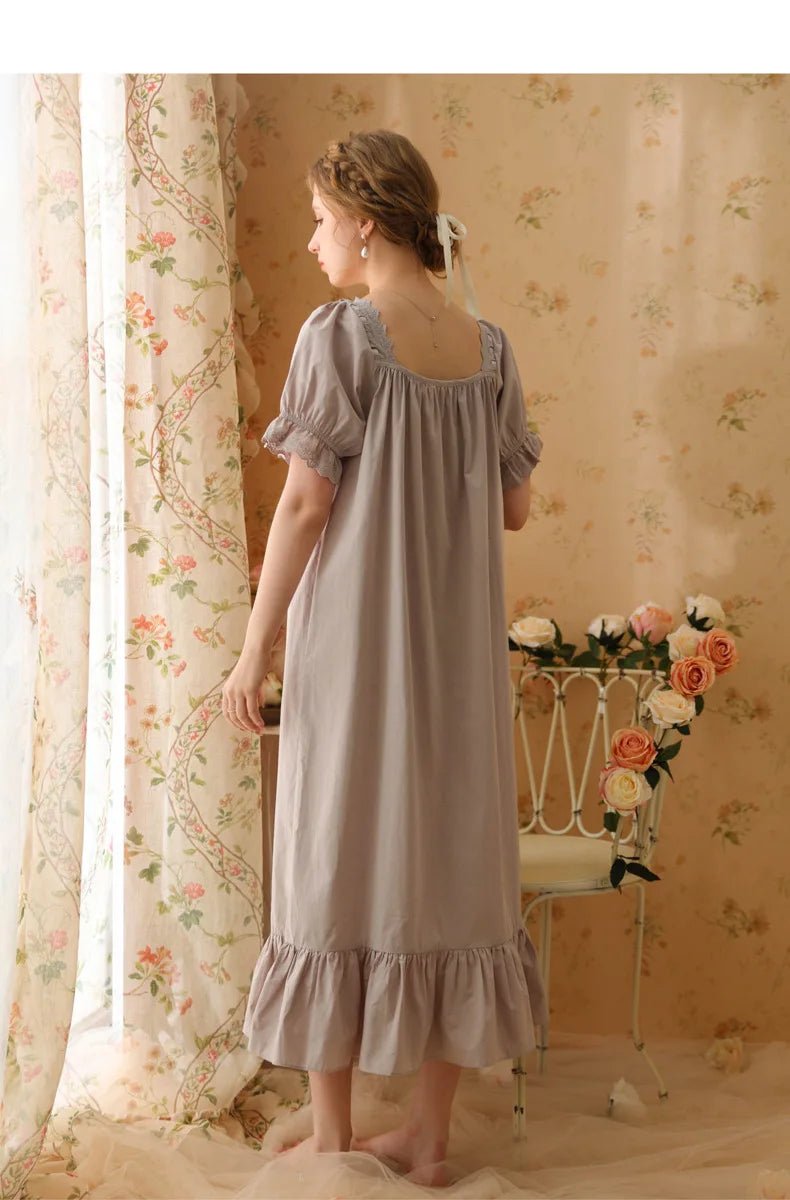 Palace Style Short Sleeve Cotton Pajama Dress