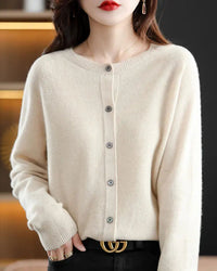 Merino Wool Crew Neck Cardigan