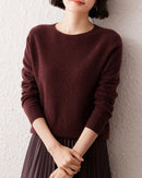 Crew Neck Long-Sleeved Cashmere Knit Sweater
