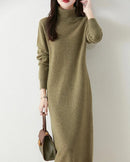 Merino Wool Turtleneck Knit Dress