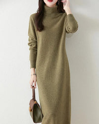 Merino Wool Turtleneck Knit Dress