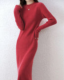 Ribbed Merino Wool Midi Dress