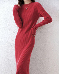 Ribbed Merino Wool Midi Dress