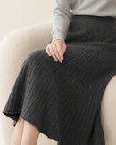 Merino Wool Pleated Midi Skirt
